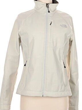 The North Face MM Jacket Ivory Zip Up 3 Zip Pockets Soft Shell Fleece Lined